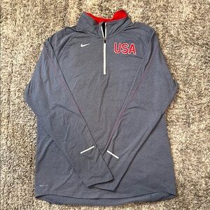 Nike USA Gray and Red Quarter-Zip Top